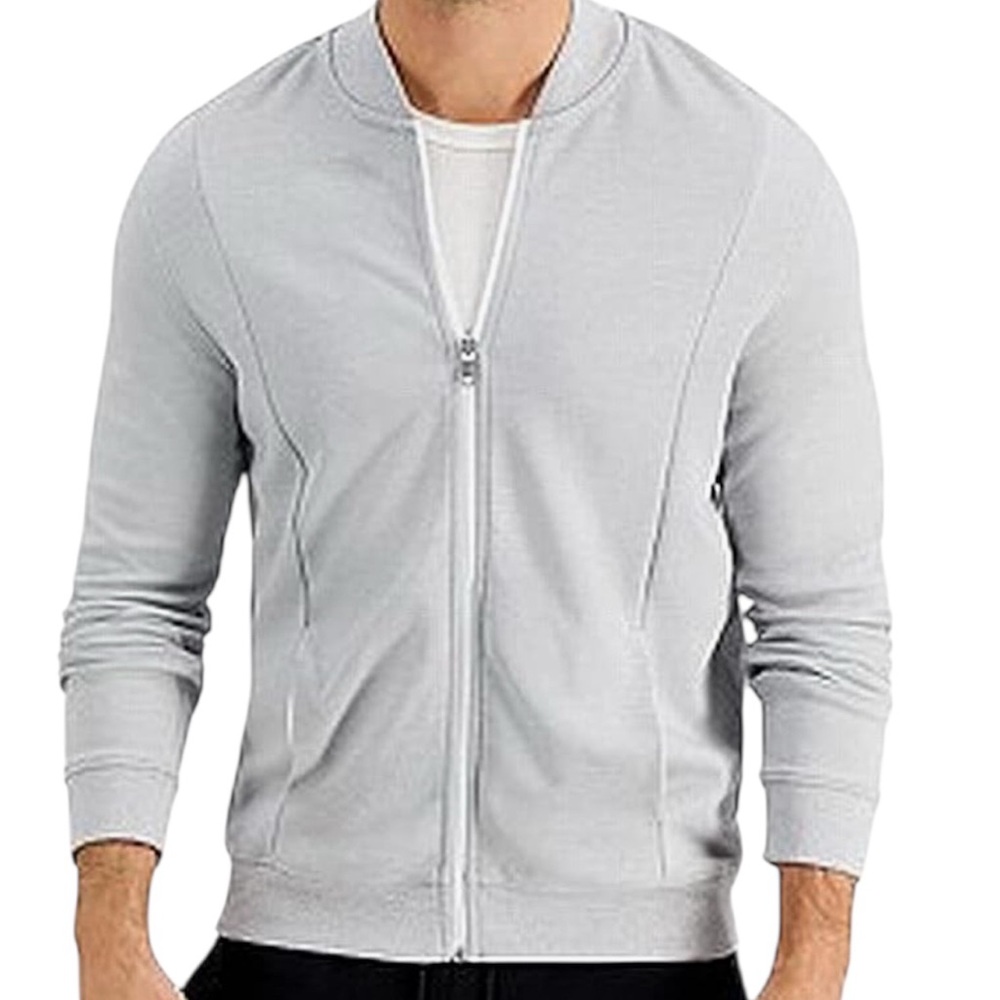 Alfani Light Gray Zip-Up Sweater for Men